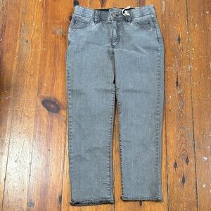 NWT Democracy Brown High Rise Ab Technology Slim Straight Ankle Jeans Raw Hem 6